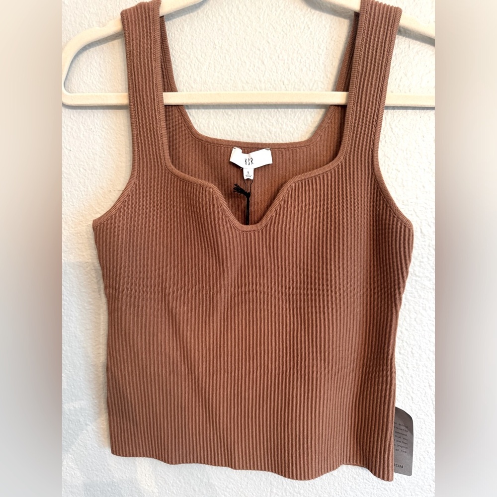 NSR Ribbed Knit Brown Tank Top Size L